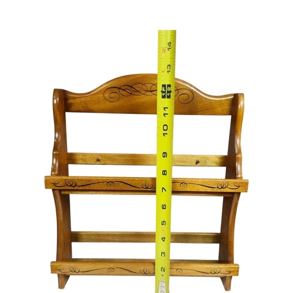 Vintage Wagner and Sons Spice Rack 2 Tier Wood Shelf Wall or Free Stand - Picture 2 of 16